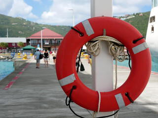 Rettungsring, rot, Hafen, Karibik, Tortola, Road Town, Britische Jungferninseln
