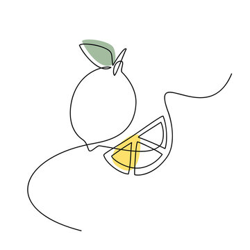 recommend clip art: Vector lemon with cut piece. One line continuous hand drawn illustration. Minimal linear silhouette. Citrus fruit icon. Minimal design, print, banner, card, poster, brochure, logo, menu.