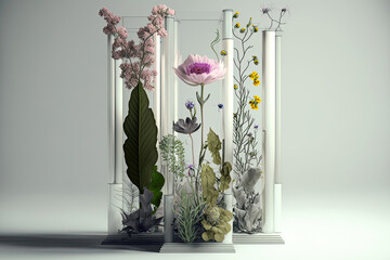 Botanical Arrangement with Glass Pillars, Spring Textures