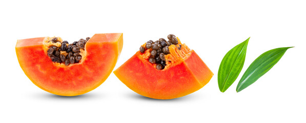 Piece of ripe papaya fruit on transparent png