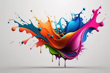 Poster Abstract Colorful paint splash on white Generative AI © gridspot