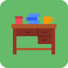 Table Multicolor Round Corner Flat Icon