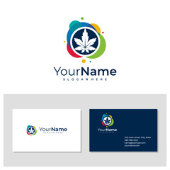 Colorful Cannabis logo with business card template. Creative Cannabis logo design concepts