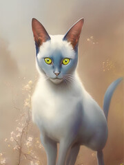 Tonkinese Cat Portrait, Generative AI