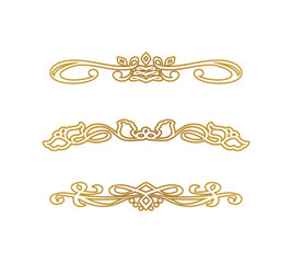 ゴールドのクラシカルな装飾線のバリエーションセット