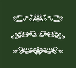 白いカリグラフィー装飾モチーフの素材セット