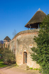 Fototapeta premium Historic Verkentoren tower on the surrounding city wall of Hattem, Netherlands