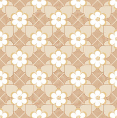 Abstract Geometric Lotus Flowers Leaves Art Deco Style Vector Seamless Pattern Trendy Fashion Colors Minimal Tile Texture Perfect for Allover Print or Wrapping Paper