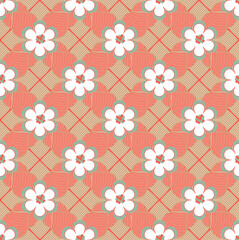 Abstract Geometric Lotus Flowers Leaves Art Deco Style Vector Seamless Pattern Trendy Fashion Colors Minimal Tile Texture Perfect for Allover Print or Wrapping Paper