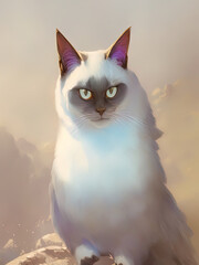 Tonkinese Cat Portrait, Generative AI