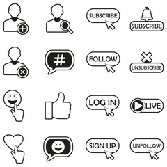 Social Media Icons. Line With Fill Design. Vector Illustration.