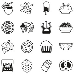 Summer Snack Icons. Line With Fill Design. Vector Illustration.