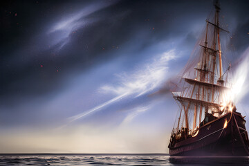 Award-winning Photograph of an Old Sailing Ship in Space