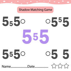 Find number 5  Correct Shadow Find And Match The Correct Shadow Of Friut. Kids Educational Game. Printable Worksheet Illustration. Learning Game