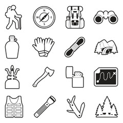 Trekking Icons. Line With Fill Design. Vector Illustration.