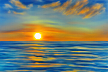 Sun Sinking Into The Sea Art
