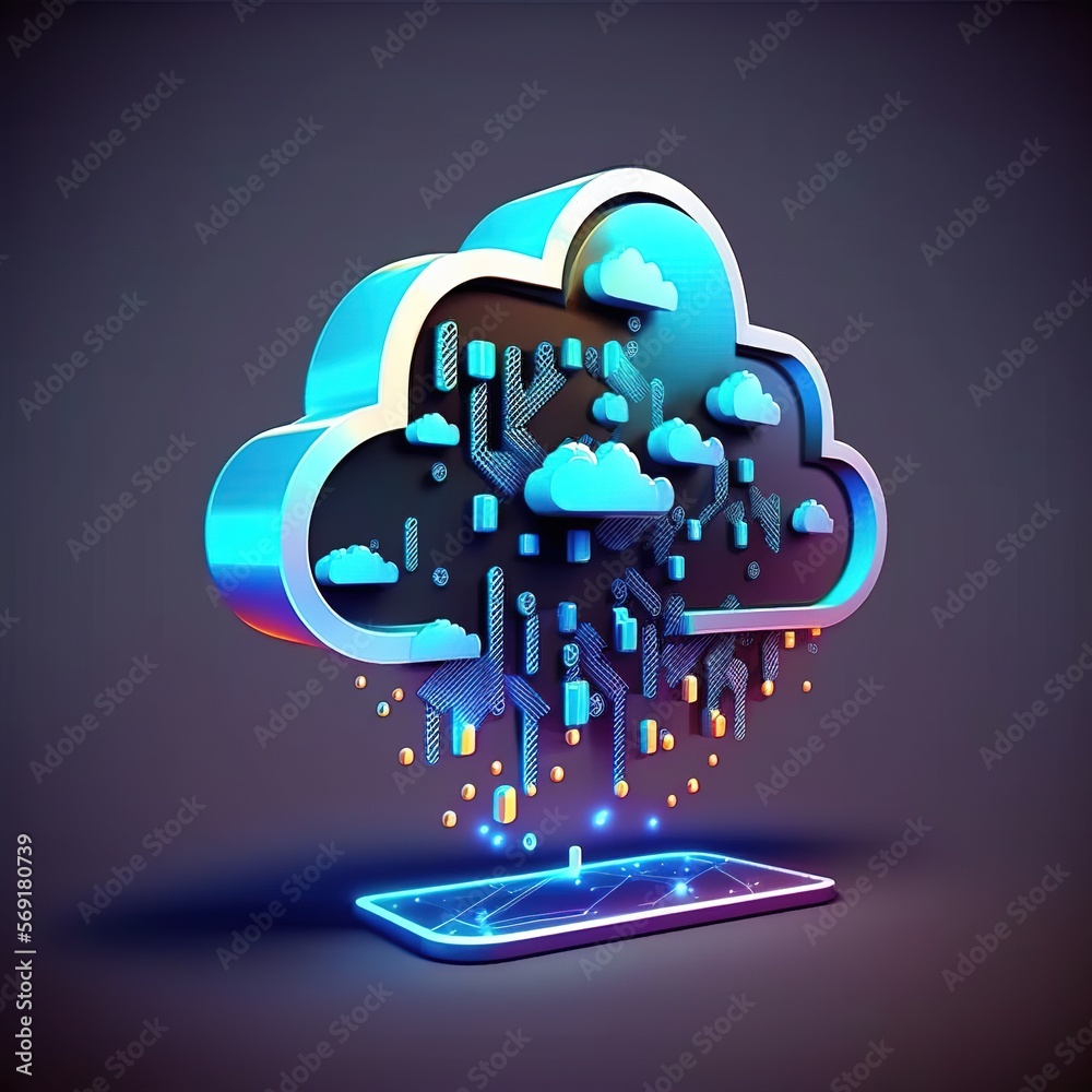 Poster cloud computing. the concept of a data center. cloud computing technologies of the present. the use 