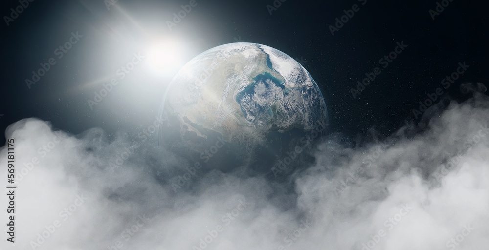 Wall mural planet earth with on space background. elements of this image furnished by nasa.