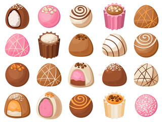 Vector image of sweets. Delicious chocolate sweets. The concept of the holiday, Valentine's day, March 8, birthday. Delicious and cute balloons
