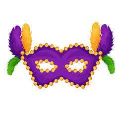 Naklejka premium Venetian mask with feathers. mardi gras. mask for carnival, masquerade on a transparent background