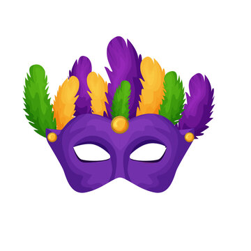 Venetian mask with feathers. mardi gras. mask for carnival, masquerade on a transparent background