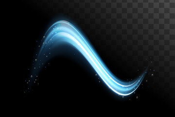 Abstract wind swirls with gold sparkles isolated. Vector realistic set of magic air vortex, light twirls with particles. Design element of fresh and clean