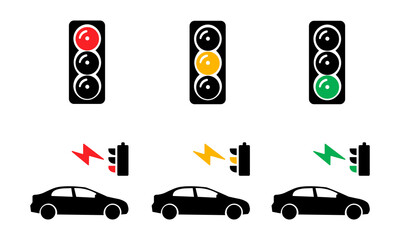 Traffic light regulating the movement of cars set vector graphics eps10