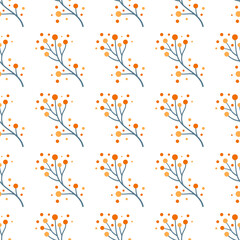 seamless pattern with cute twigs of berries