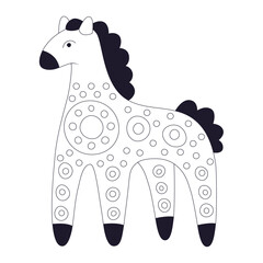 Coloring page Dymkovo horse with decorative elements isolated on white background