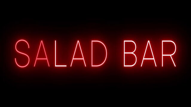 Glowing red retro neon sign for SALAD BAR