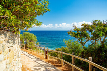 Obraz premium Llanca to El port de la Selva trail on the Mediterranean shore of Catalonia, Spain