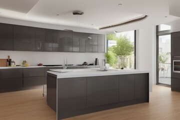 Fototapeta na wymiar Interior of modern kitchen - generative ai
