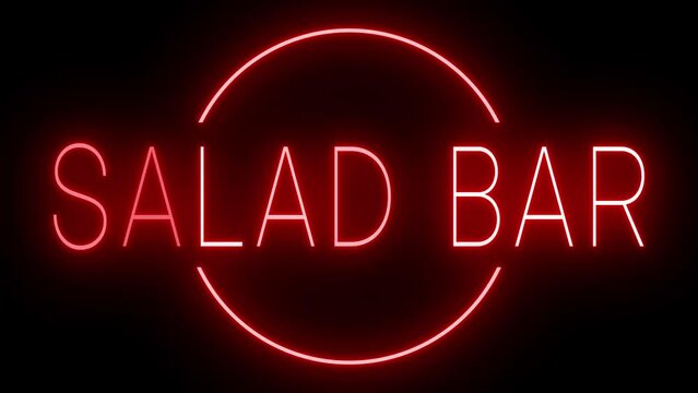 Glowing red retro neon sign for SALAD BAR