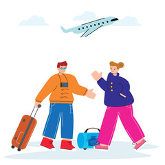 Couple going on vacation illustration.