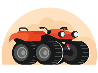 Red ATV. Four-wheel all-terrain vehicle. Quad bike. Quadricycle. Vector illustration
