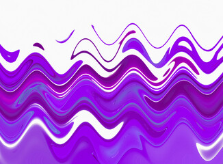Violet wavy lines of paint on a white background, abstract pattern. Illustration and copy space