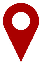 Red Location Pointer Pin or You Are Here Marker Hotspot Symbol Sign Icon. Vector Image. - obrazy, fototapety, plakaty