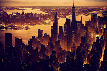 big city landscape skyscrapers