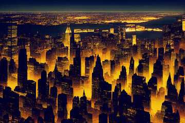 big city landscape skyscrapers