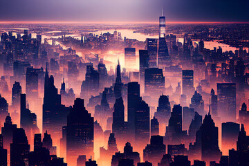 big city landscape skyscrapers