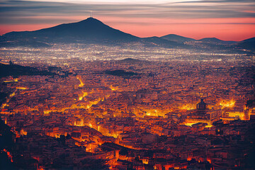 sunset landscape wideshot lights