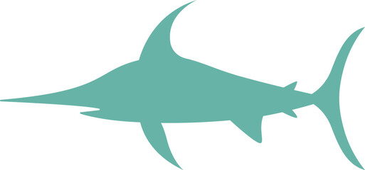 Swordfish shape flat icon Marine animal silhouette