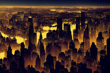 big city landscape skyscrapers