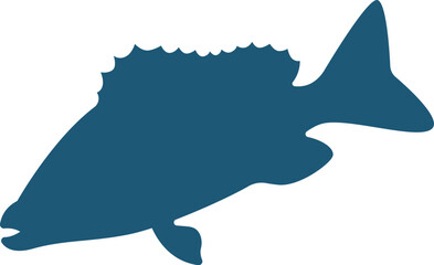 Flounder fish shape flat icon Marine animal silhouette