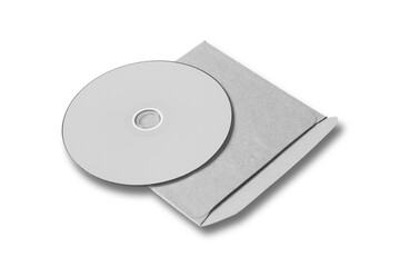 CD disc and carton packaging cover template mock up. Digipak case of cardboard CD drive. With white blank for branding design or text. Isolated on a background. 3d rendering.
