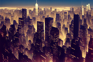 big city landscape skyscrapers