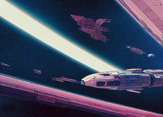 spaceship close up in space