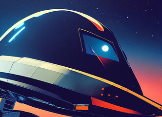 spaceship close up in space