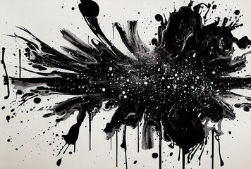 black and white ink splatters abstract
