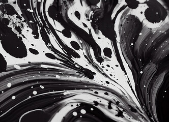 black and white ink splatters abstract